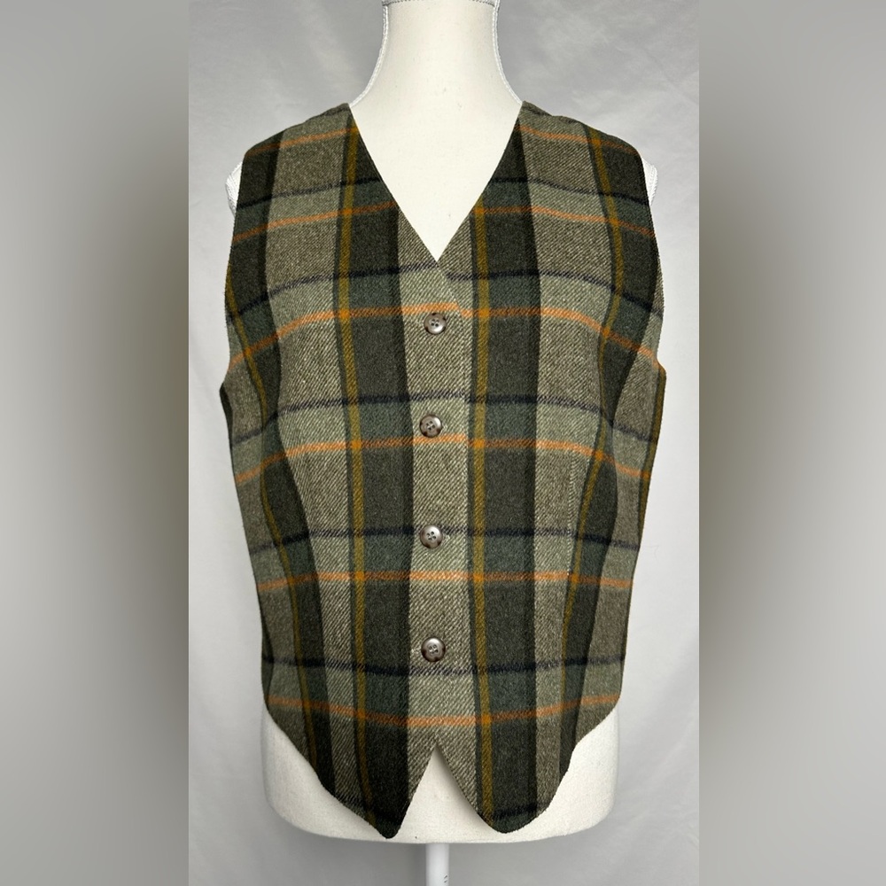 NORTHERN TRADITIONS Wool Blend Green Plaid Academia Preppy‎ Cottage Vest Size M